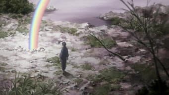 Pingos de chuva e arco-íris